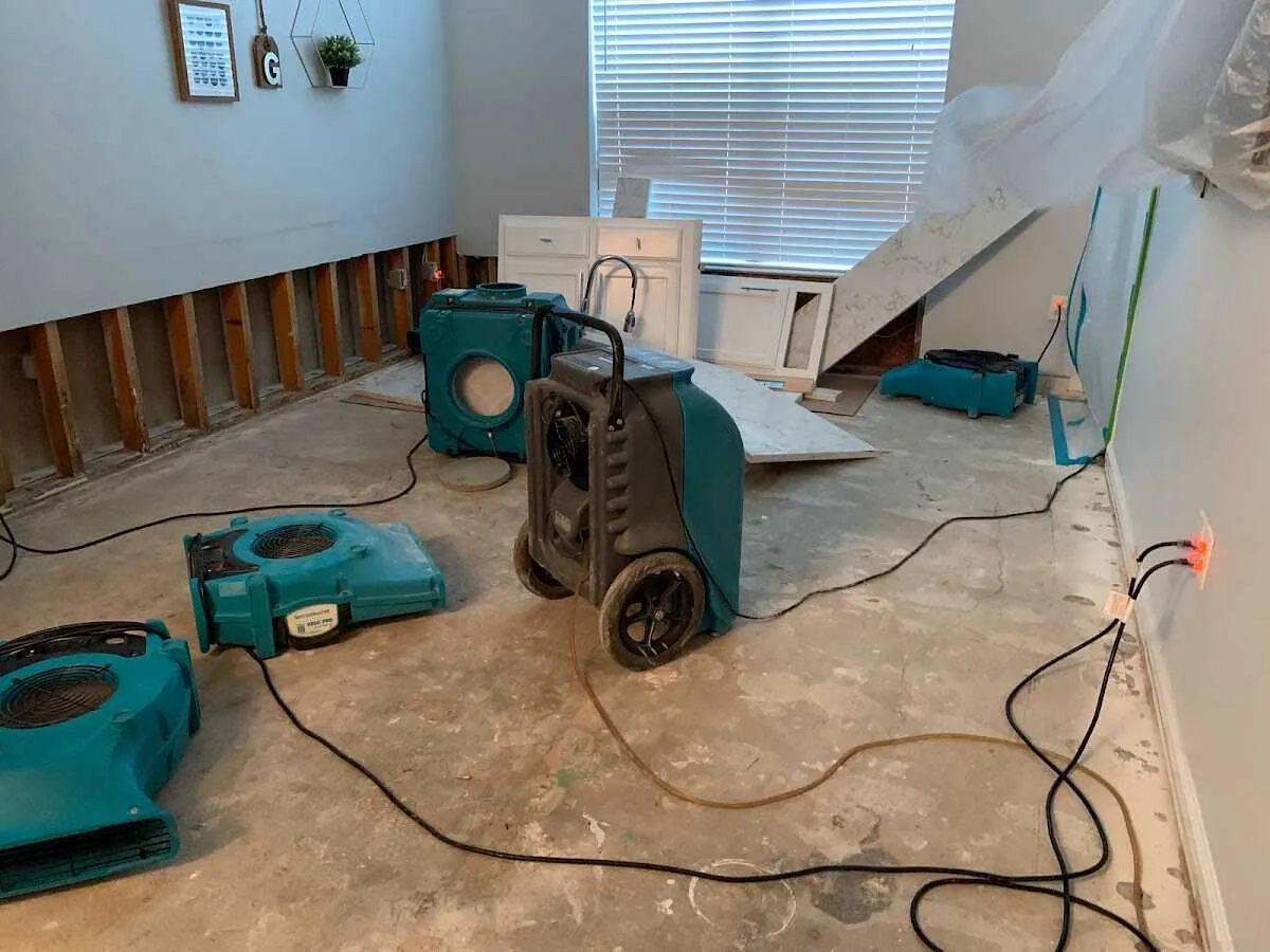 Dehumidifier in flood-cut room for Water Damage Restoration in Santa Clara
